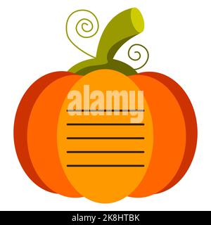 Notebook labels. Drawing of a pumpkin. Note labels. Baby stickers. School stickers. Vector illustration. Stock Vector
