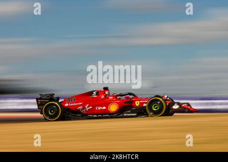 Austin, USA. 23rd Oct, 2022. Ferrari's Monegasque driver Charles Leclerc competes during the Formula One United States Grand Prix in Austin, Texas, the United States, Oct. 23, 2022. Credit: Qian Jun/Xinhua/Alamy Live News Stock Photo