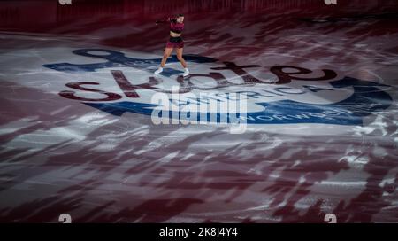 Norwood, Massachusetts, USA. 23 October, 2022. Nicole Schott of Germany skates during the gala at the ISU figure skating Skate America competition on October 23, 2022 in Norwood, United States of America. Credit: Mathieu Belanger/AFLO/Alamy Live News Stock Photo