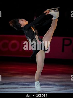 Norwood, Massachusetts, USA. 23 October, 2022. Kaori Sakamoto of Japan skates during the gala at the ISU figure skating Skate America competition on October 23, 2022 in Norwood, United States of America. Credit: Mathieu Belanger/AFLO/Alamy Live News Stock Photo