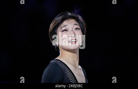 Norwood, Massachusetts, USA. 23 October, 2022. Kaori Sakamoto of Japan skates during the gala at the ISU figure skating Skate America competition on October 23, 2022 in Norwood, United States of America. Credit: Mathieu Belanger/AFLO/Alamy Live News Stock Photo