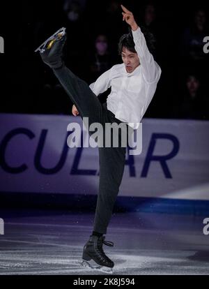 Norwood, Massachusetts, USA. 23 October, 2022. Kao Miura of Japan skates during the gala at the ISU figure skating Skate America competition on October 23, 2022 in Norwood, United States of America. Credit: Mathieu Belanger/AFLO/Alamy Live News Stock Photo