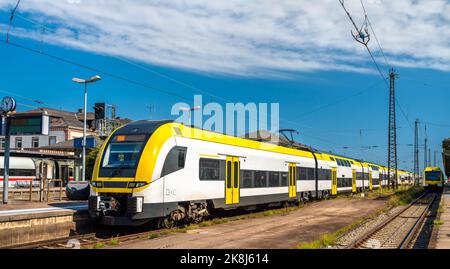 Double-decker reginal train in Offenburg - Baden-Wurttemberg, Germany Stock Photo