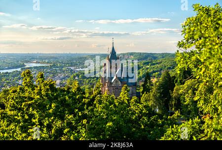 Drachenburg Castle in Koenigswinter above the Rhine river in North Rhine-Westphalia, Germany Stock Photo