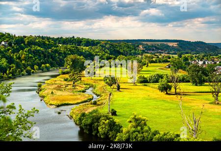 Landscape of the Neckar river at Bad Wimpfen in Baden-Wurttemberg, Germany Stock Photo