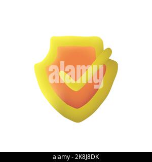 3d Shield vector icon. Concept for security and guaranteed. Safety, protection, shield check mark icon Stock Vector
