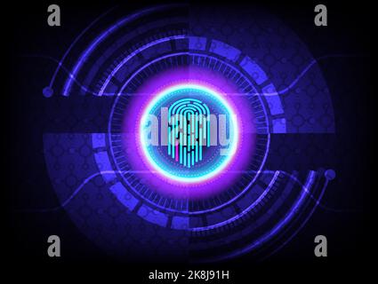 Tech circle scan finger identity control electronic technology futuristic security abstract background graphic design vector illustration Stock Vector