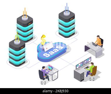 SAAS 3d vector software as service concept Stock Vector