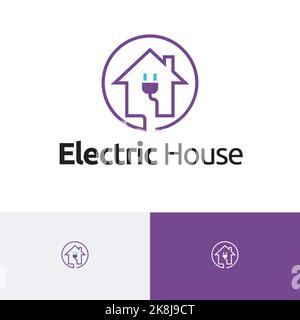 House Home Electric Voltage Circle Monoline Logo Stock Vector
