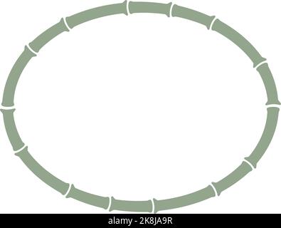 Green bamboo stalk oval frame. Natural ellipse text box. Bamboo branch border. Blank frame template. Vector illustration isolated in flat style on Stock Vector