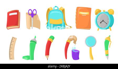 School set vector education supplies flat icon Stock Vector