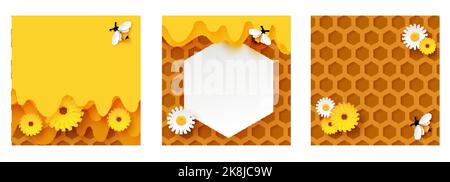 Honey abstract background for social network set Stock Vector