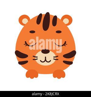 Cute little bunny head with closed eyes. Cartoon animal character for kids  t-shirts, nursery decoration, baby shower, greeting card, invitation, house  Stock Vector Image & Art - Alamy