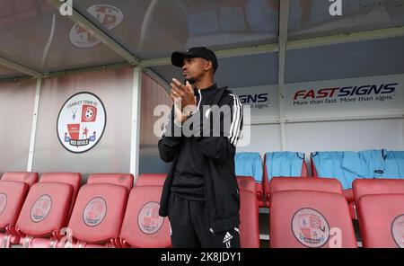 Lewis Young interim manager during the EFL League Two match between Crawley Town and Mansfield Town at the Broadfield Stadium in Crawley. 22 October 2022 Stock Photo