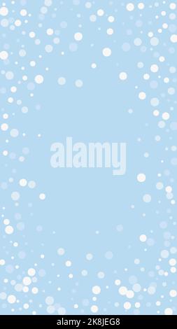 Falling snowflakes christmas background. Subtle flying snow flakes and stars on light blue winter backdrop. Beautifully falling snowflakes overlay. Ve Stock Vector