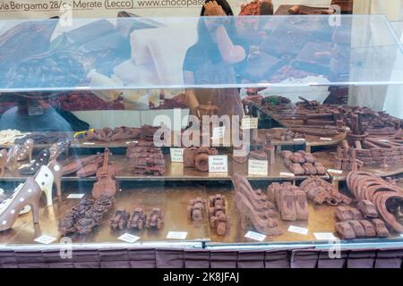 Rome, Italy  - Fair Stand Selling Chocolate sculpture Stock Photo
