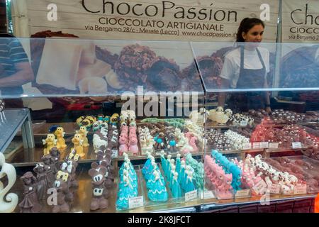 Rome, Italy  - Fair Stand Selling Chocolate sculpture Stock Photo