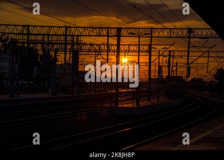 Gdynia, Poland - July 27, 2018: Gdynia main station (Polish: Gdynia Glowna) is the main railway station serving the city of Gdynia, in the Pomeranian Stock Photo