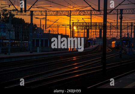 Gdynia, Poland - July 27, 2018: Gdynia main station (Polish: Gdynia Glowna) is the main railway station serving the city of Gdynia, in the Pomeranian Stock Photo