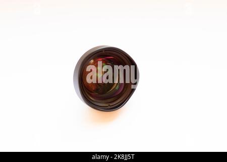 75 mm macro lens for smartphone close-up on a white isolated background Stock Photo