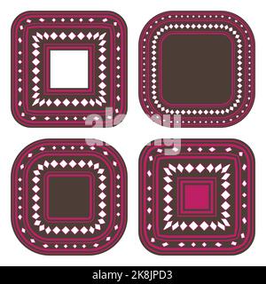 Geometric aboriginal art icon. Ethnic tribal rounded ornament. Afican, australian motiph. Dots painting. Vector illustration, template design for Stock Vector