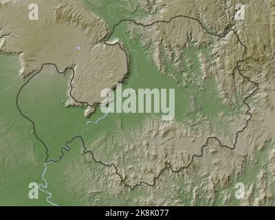 Attapu, province of Laos. Elevation map colored in wiki style with lakes and rivers Stock Photo