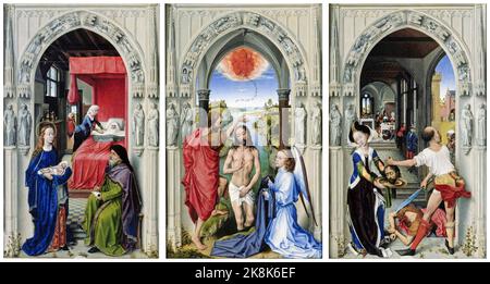 Rogier van der Weyden, The Altar of St John, painting in oil on wood, circa 1455 Stock Photo