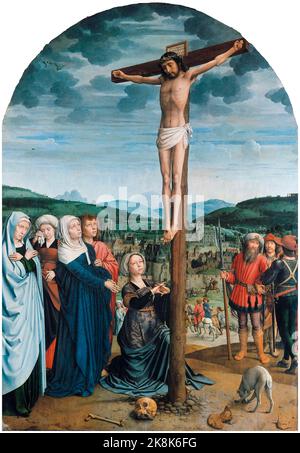 Christ on the Cross, painting in oil on panel by Gerard David, circa 1515 Stock Photo