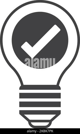 check mark and light bulb illustration in minimal style isolated on background Stock Vector