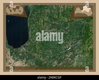 Vidzeme, province of Latvia. Low resolution satellite map. Locations ...