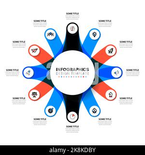 Infographic template with icons and 12 options or steps. Circle. Can be used for workflow layout, diagram, banner, webdesign. Vector illustration Stock Vector