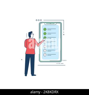 To-do app and man Stock Vector