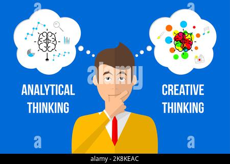 Illustration of a student. Analytical and creative thinking. Vector Stock Vector