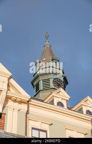 Clock tower at the Town Hall in Provincetown, Cape Cod, Massachusetts Stock Photo