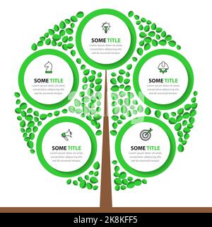 Infographic template with icons and 5 options or steps. Tree. Can be used for workflow layout, diagram, banner, webdesign. Vector illustration Stock Vector
