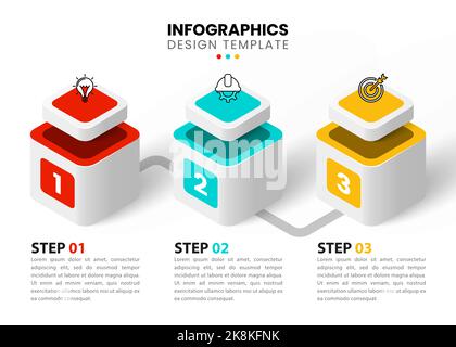 Infographic template with icons and 3 options or steps. Can be used for workflow layout, diagram, banner, webdesign. Vector illustration Stock Vector