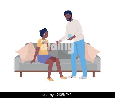 Man calming down crying friend semi flat color vector characters Stock Vector