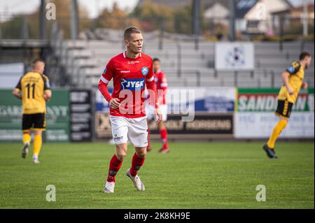 Horsens, Denmark. 23rd Oct, 2022. Kasper Kusk (7) of Silkeborg IF seen during the 3F Superliga match between AC Horsens and Silkeborg IF at Nordstern Arena Horsens in Horsens. (Photo Credit: Gonzales Photo/Alamy Live News Stock Photo