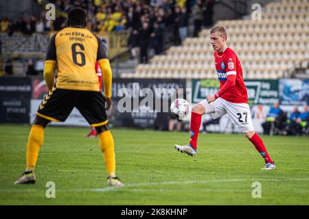 Horsens, Denmark. 23rd Oct, 2022. Sebastian Jorgensen (27) of Silkeborg IF seen during the 3F Superliga match between AC Horsens and Silkeborg IF at Nordstern Arena Horsens in Horsens. (Photo Credit: Gonzales Photo/Alamy Live News Stock Photo
