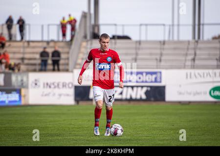 Horsens, Denmark. 23rd Oct, 2022. Sebastian Jorgensen (27) of Silkeborg IF seen during the 3F Superliga match between AC Horsens and Silkeborg IF at Nordstern Arena Horsens in Horsens. (Photo Credit: Gonzales Photo/Alamy Live News Stock Photo