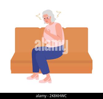 Senior woman with panic attack semi flat color vector character Stock Vector