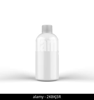 White Glossy Bottle 3D Rendering Stock Photo