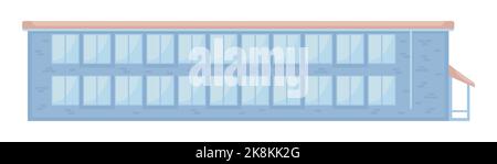 Flat roofed building semi flat color vector object Stock Vector