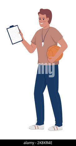 PE teacher semi flat color vector character Stock Vector