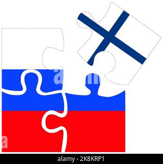 Russia - Finland : puzzle shapes with flags, symbol of agreement or friendship Stock Photo