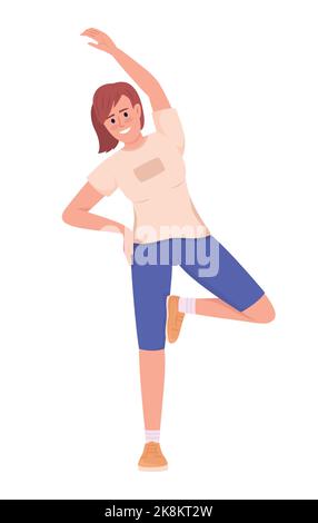 Trainer showing sports exercise semi flat color vector character Stock Vector