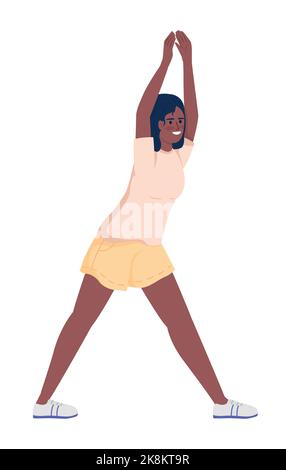 Woman doing sports exercises semi flat color vector character Stock Vector