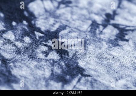 Blue white tie-dye pattern, abstract fabric background photo texture Stock Photo