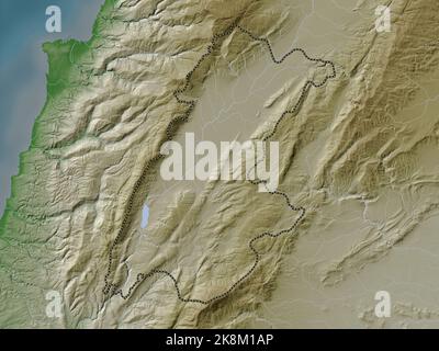 Beqaa, governorate of Lebanon. Elevation map colored in wiki style with lakes and rivers Stock Photo