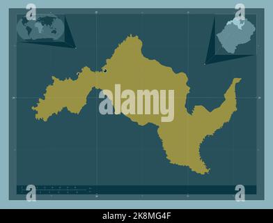 Leribe, district of Lesotho. Solid color shape. Locations of major cities of the region. Corner auxiliary location maps Stock Photo